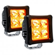 4WDKING Amber 3 Inch LED Pods Cube Lights 2PCS 40W LED Off Road Work Driving Ditch Light